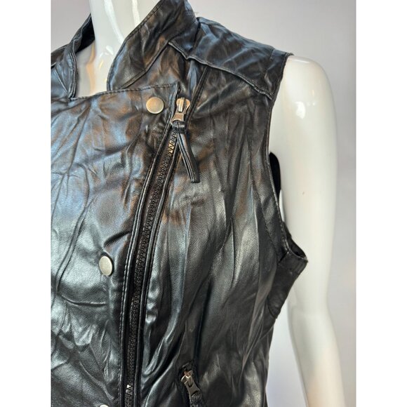 Miley Cyrus & Max Azria Black Faux Leather Vest XL - Picture 14 of 16